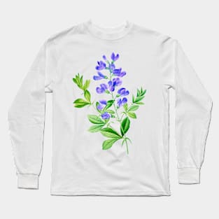 Blue False Indigo - Botanical Illustration Long Sleeve T-Shirt